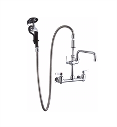 Elkay LK960AF12LC 41 1/8" Wall Mount Pre-Rinse Kitchen Faucet with 12" Arc Tube Spout and 1.2 GPM Spray Head in Chrome