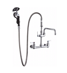 Elkay LK960AF14LC 41 1/8" Wall Mount Pre-Rinse Commercial Kitchen Faucet with 14" Arc Tube Spout in Chrome
