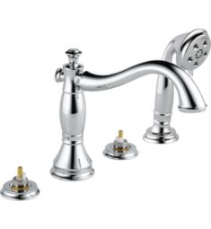 Delta T4797LHP Cassidy 9 3/8" Two Handle Deck Mounted Roman Tub Faucet Trim with Hand Shower