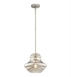 Kichler 42044MER Everly 1 Light Incandescent Pendant with Mercury Style Glass Shade