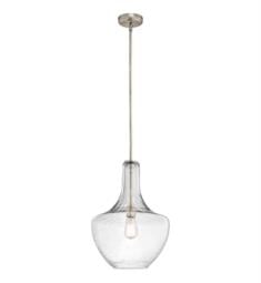 Kichler 42046CS Everly 1 Light Incandescent Pendant with Clear Seedy Glass Shade