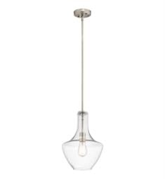Kichler 42141CS Everly 1 Light Incandescent Pendant with Clear Seedy Glass Shade