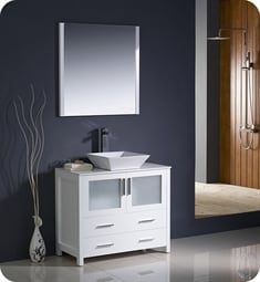 Fresca FVN6236WH-VSL Torino 36" Modern Bathroom Vanity with Vessel Sink in White