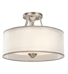 Kichler 42386 Lacey 3 Bulb Incandescent Semi-Flush Mount Ceiling Light with Drum Shaped Glass Shade