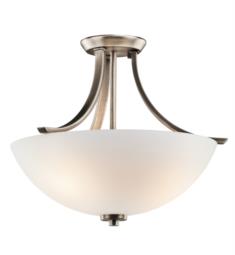Kichler 42563BPT Granby 3 Bulb Incandescent Semi-Flush Mount Ceiling Light with Bowl Shaped Glass Shade in Brushed Pewter