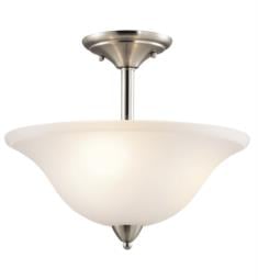 Kichler 42879NI Nicholson 3 Bulb Incandescent Semi-Flush Mount Ceiling Light in Brushed Nickel with Bowl Shaped Glass Shade
