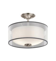 Kichler 43154 Tallie 2 Bulb Incandescent Semi-Flush Mount Ceiling Light with Drum Shaped Glass Shade
