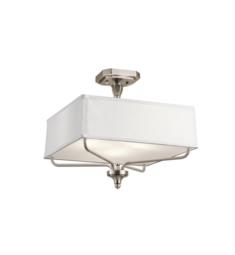 Kichler 43309 Arlo 3 Bulb Incandescent Semi-Flush Mount Ceiling Light with Square Shaped Glass Shade