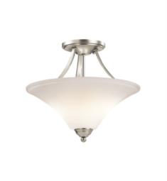 Kichler 43512NI Keiran 2 Bulb Incandescent Semi-Flush Mount Ceiling Light in Brushed Nickel with Bowl Shaped Glass Shade