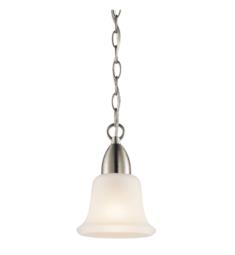 Kichler 42880NI Nicholson 1 Light Incandescent Mini Pendant in Brushed Nickel with Bell Shaped Glass Shade