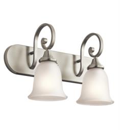 Kichler 45054NI Monroe 2 Light 18" Incandescent Wall Mount Bath Light in Brushed Nickel with Bell Shaped Glass Shade