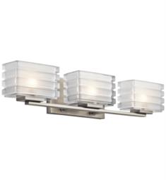 Kichler 45479NI Bazely 3 Light 24" Halogen Wall Mount Bath Light with Rectangle Shaped Glass Shade in Brushed Nickel