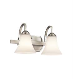Kichler 45512NI Keiran 2 Light 14" Incandescent Wall Mount Bath Light in Brushed Nickel with Bell Shaped Glass Shade
