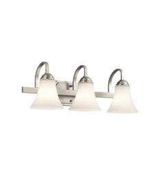 Kichler 45513NI Keiran 3 Light 22" Incandescent Wall Mount Bath Light in Brushed Nickel Finish and Bell Shaped Glass Shade