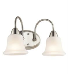 Kichler 45882NI Nicholson 2 Light 16" Incandescent Wall Mount Bath Light with Bell Shaped Glass Shade in Brushed Nickel