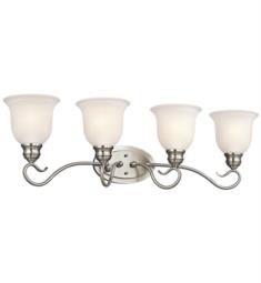 Kichler 45904NI Tanglewood 4 Light 30 1/2" Incandescent Wall Mount Bath Light with Bell Shaped Glass Shade in Brushed Nickel