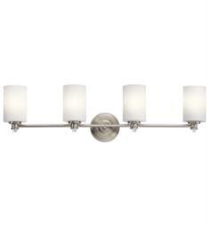 Kichler 45924 Joelson 4 Light 34" Incandescent Wall Mount Bath Light with Cylinder Shaped Glass Shade