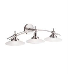 Kichler 6463NI Structures 3 Light 30" Halogen Wall Mount Bath Light with Round Shaped Glass Shade in Brushed Nickel