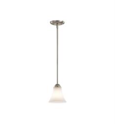 Kichler 43511NI Keiran 1 Light Incandescent Mini Pendant with Bell Shaped Glass Shade in Brushed Nickel Finish