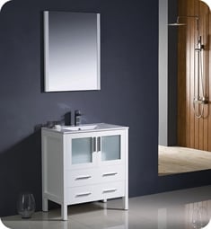 Fresca FVN6230WH-UNS Torino 30" Modern Bathroom Vanity with Integrated Sink in White