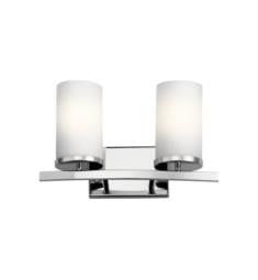Kichler 45496 Crosby 2 Light 15" Incandescent Wall Mount Bath Light with Cylinder Shaped Glass Shade