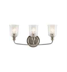 Kichler 45747CLP Waverly 3 Light 24" Incandescent Wall Mount Bath Light with Bell Shaped Glass Shade