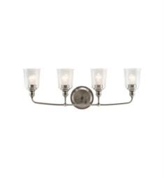 Kichler 45748CLP Waverly 4 Light 33" Incandescent Wall Mount Bath Light with Bell Shaped Glass Shade