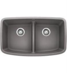 Blanco 442202 Valea 32" Equal Double Bowl Undermount Silgranit Kitchen Sink in Metallic Gray
