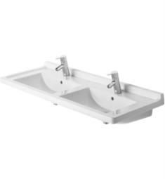 Duravit 033213 Starck 3 51 1/8" Double Bowl Wall Mount Bathroom Sink with Overflow and Tap Platform