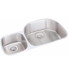 Elkay ELUH3621LDBG Harmony 36 1/4" Double Bowl Undermount Stainless Steel Kitchen Sink Left Side Small Bowl with Drain and Bottom Grid