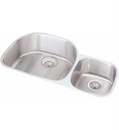 Elkay ELUH3621RDBG Harmony 36 1/4" Double Bowl Undermount Stainless Steel Kitchen Sink Right Side Small Bowl with Drain and Bottom Grid