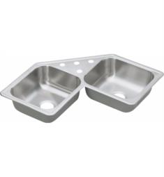 Elkay DE21732 Dayton 7 1/8" Equal Double Bowl Corner Drop In Stainless Steel Kitchen Sink with Center Drain