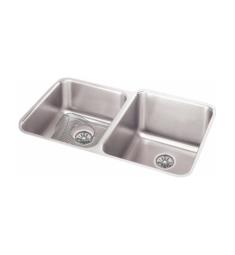 Elkay ELUH3120LDBG Gourmet 31 1/4" Double Bowl Undermount Stainless Steel Kitchen Sink Left Side Small Bowl with Drain and Bottom Grid