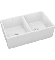 Elkay SWUF32189WH Explore 33" Equal Double Bowl Apron Front/Undermount Fireclay Kitchen Sink in White