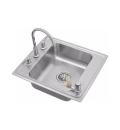 Elkay DRKR2220C Lustertone Classic 22" Single Bowl Drop In Stainless Steel Classroom Kitchen Sink with Faucet and Bubbler Kit in Lustrous Satin