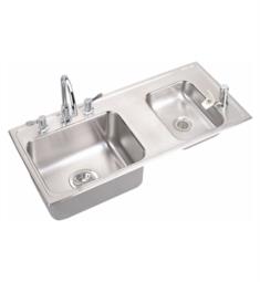 Elkay DRKR3717RC Lustertone Classic 37 1/4" Double Bowl Drop In Stainless Steel Classroom Kitchen Sink with Faucet and Bubbler Kit in Lustrous Satin