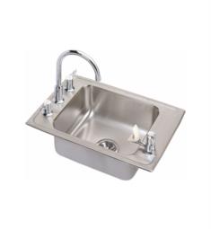Elkay DRKRQ2220C Lustertone Classic 22" Single Bowl Drop In Stainless Steel Classroom Kitchen Sink with Quick-Clip and Faucet/Bubbler Kit in Lustrous Satin
