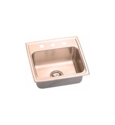 Elkay LRAD191940-CU Gourmet 4" Single Bowl Drop In CuVerro Antimicrobial Copper Kitchen Sink with Offset Drain
