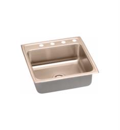 Elkay LRAD222240-CU Gourmet 4" Single Bowl Drop In CuVerro Antimicrobial Copper Kitchen Sink with Rear Center Drain