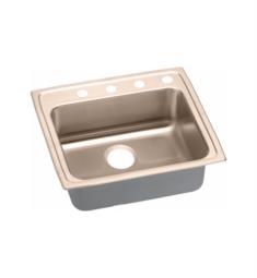 Elkay LRAD252140-CU Gourmet 4" Single Bowl Drop In CuVerro Antimicrobial Copper Kitchen Sink with Offset Drain