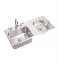 Elkay DRKADQ371755RC Lustertone Classic 37 1/4" Double Bowl Drop In Stainless Steel Classroom Kitchen Sink with Quick-Clip Kit in Lustrous Satin