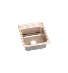 Elkay LR1522-CU Gourmet 15" Single Bowl Drop In CuVerro Antimicrobial Copper Kitchen Sink with Sound Guard Technology