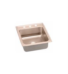 Elkay LR2022-CU Gourmet 7 5/8" Single Bowl Drop In CuVerro Antimicrobial Copper Kitchen Sink with Sound Guard Technology