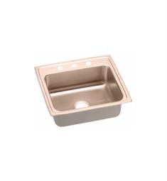 Elkay LR2219-CU Gourmet 22" Single Bowl Drop In CuVerro Antimicrobial Copper Kitchen Sink with Sound Guard Technology