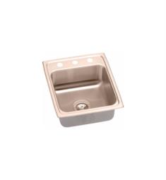 Elkay LRAD152240-CU Gourmet 4" Single Bowl Drop In CuVerro Antimicrobial Copper Kitchen Sink with Offset Drain