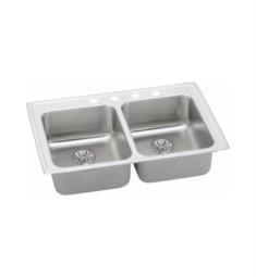 Elkay LRAD331965PD Gourmet 33" Double Bowl Drop In Stainless Steel Kitchen Sink with Prefect Drain