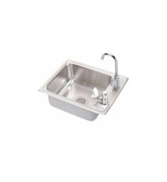 Elkay DRKR2217LVRC Lustertone Classic 22" Single Bowl Drop In Stainless Steel Classroom Kitchen Sink with Left Side Faucet and Bubbler Kit in Lustrous Satin