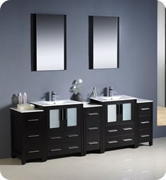 Fresca FVN62-72ES-UNS Torino 84" Double Sink Modern Bathroom Vanity with 3 Side Cabinets and Integrated Sinks in Espresso