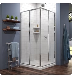 DreamLine DL-6710 Cornerview Framed Sliding Shower Enclosure and SlimLine 36 in. by 36 in. Double Threshold Shower Base