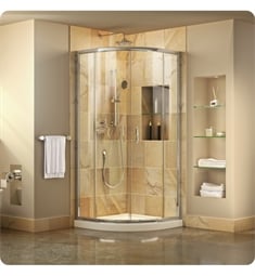 DreamLine DL-670 Prime Frameless Sliding Shower Enclosure with Clear Glass and Quarter Round Shower Base